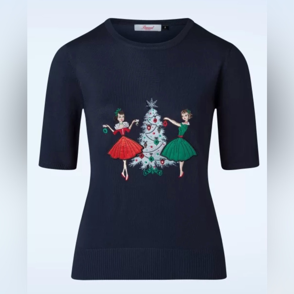 Pinup Christmas Embroidered Jumper Sweater